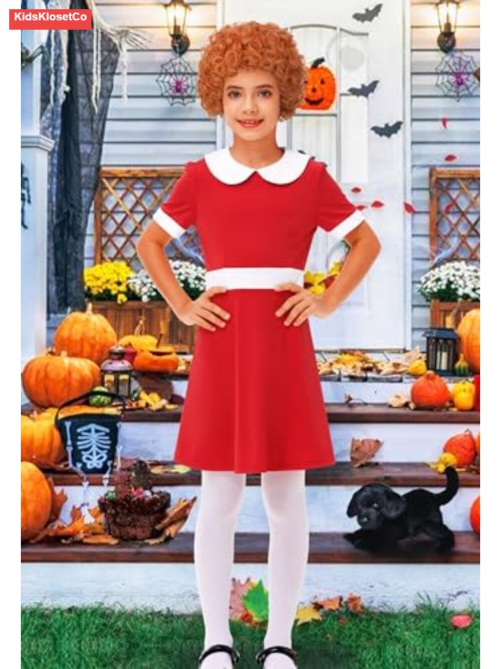 Peter Pan Collar Short Sleeve A-Line Dress Halloween Costume - Picture 2 of 6